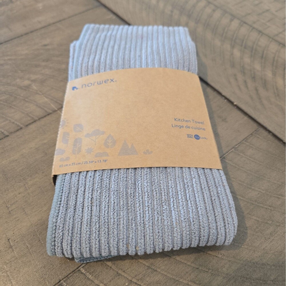 NEW Norwex Channel Kitchen Microfiber Towel Grey Graphite Baclock 25.5" x 13.78